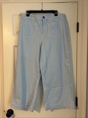 LOFT Light Blue and White Striped Pants